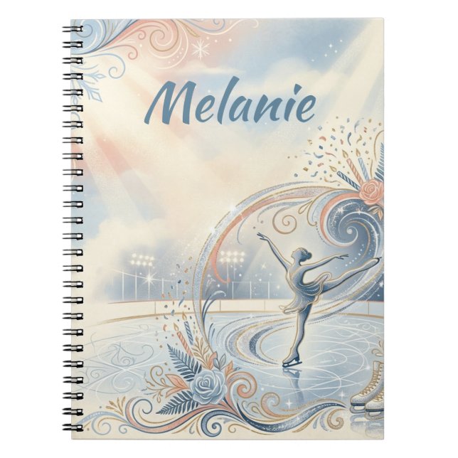 "Konståkning" skridskor anpassat namn Anteckningsbok (Framsidan)