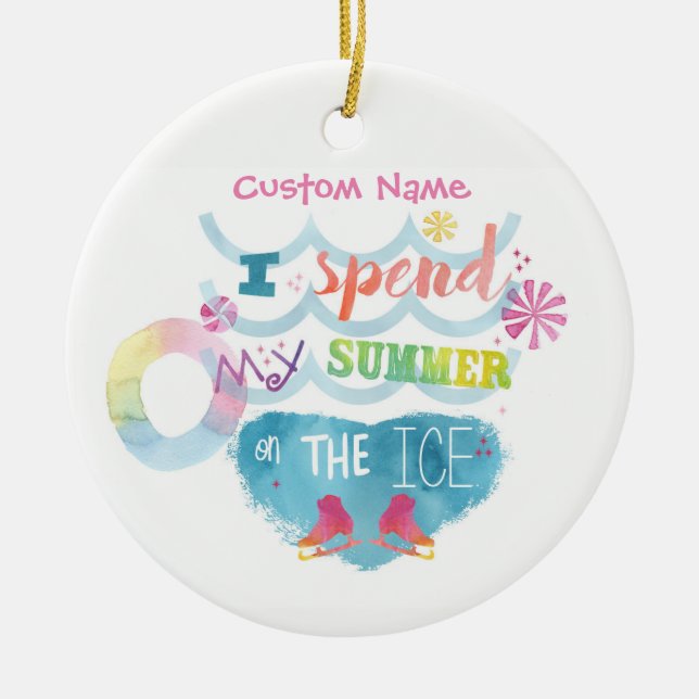 Konståkningprydnaden spenderar jag sommar på isen julgransprydnad keramik (Framsidan)