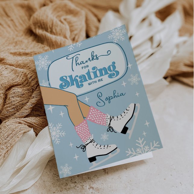 Konståknings Vinter Födelsedagsfest Tack Kort (Skapare uppladdad)