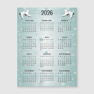 Konståkningsdesign 2026 Kalender Magnetkort