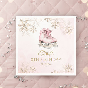 Konståkningsflicka Födelsedag Rosa Slöja Guld Snöf Pappersservett