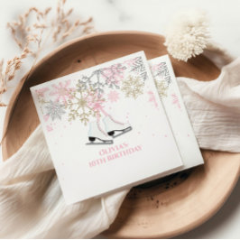 Konståkningsfödelsedag Rosa Guld Snöflingor Pappersservett