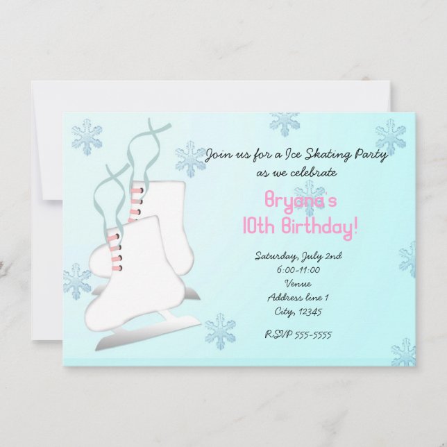 Konståkningsfödelsedagsfestinbjudan Inbjudningar (Framsida)