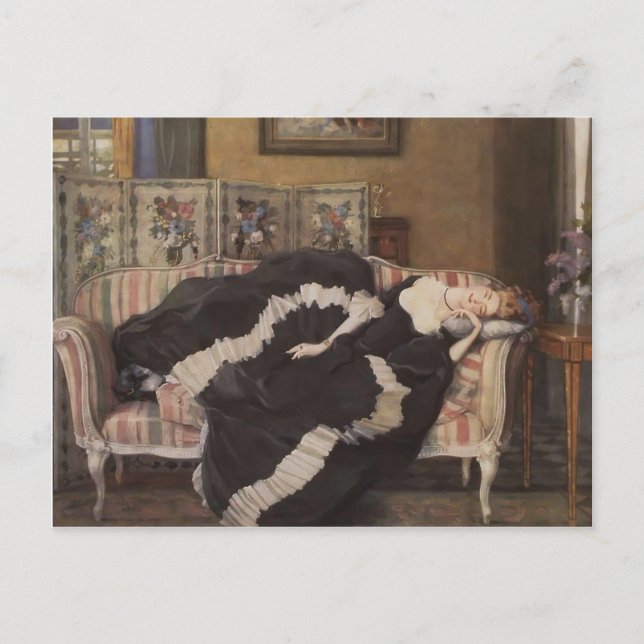 Konstantin Somov- A Sleeping Woman Vykort (Framsida)