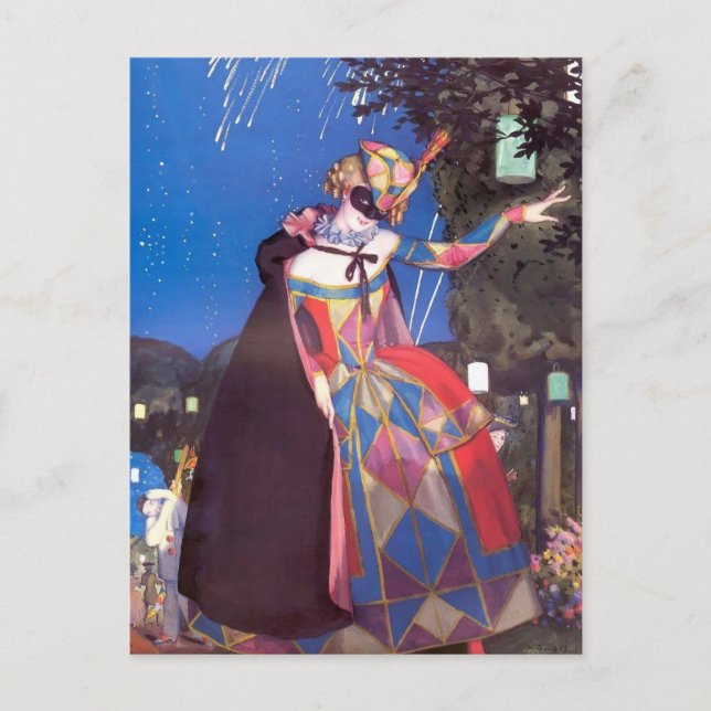 Konstantin Somov- Columbine's Little Tunga Vykort (Framsida)