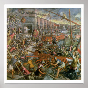 Konstantinopiska fångsten 1204 (olja på kanv poster