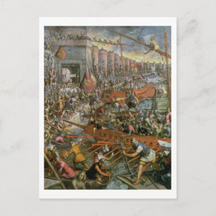 Konstantinopiska fångsten 1204 (olja på kanv vykort