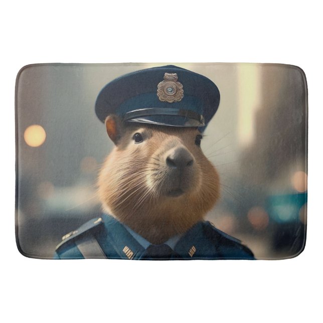 Konstapel Capybara: Att bevara freden. Badrumsmatta (Framsidan)