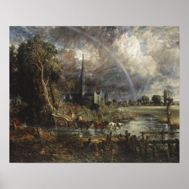 Konstapel - Salisbury-katedralen från ängarna Poster (Framsidan)