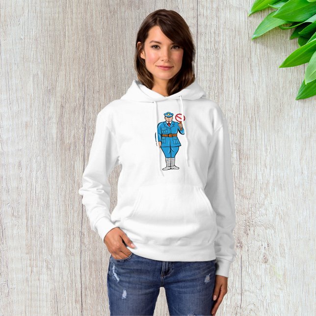 Konstapel som håller ett stopptecken Womens Hoodie T Shirt (Skapare uppladdad)