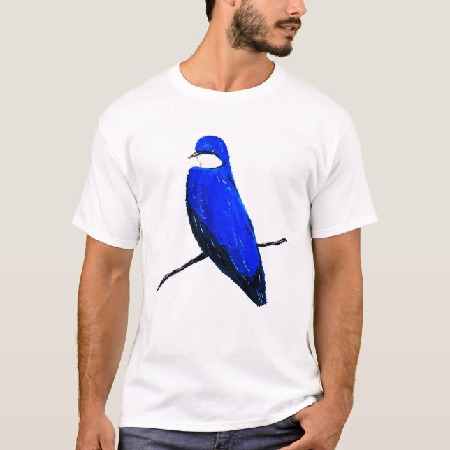 Konstblåfågelns Träd Sväljer T Shirt (Framsida)