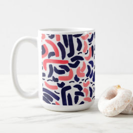 Konstblått och Orange Akrylformer Mönster Kaffemugg