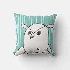 Konstblått Rand Cute Uggla Kudde