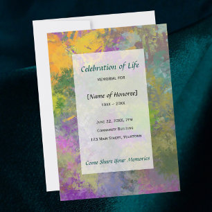 Konstblommor Memorial Firande of Life Inbjudningar