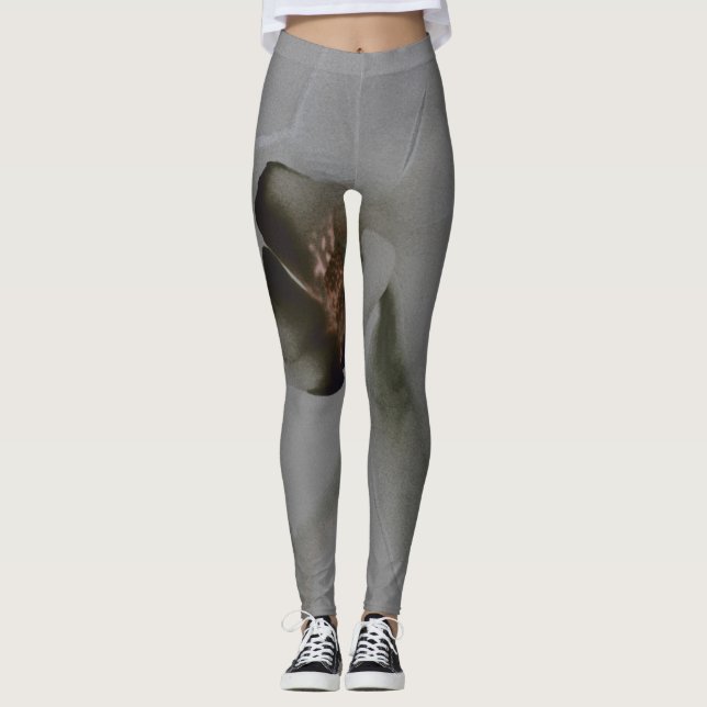 Konstblomning i Grått-toner Leggings (Framsida)