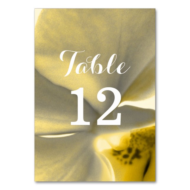 Konstblomning i Gult Tones - Bröllop Bordsnummer (Framsidan)