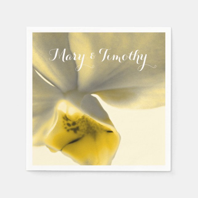 Konstblomning i Gult Tones - Bröllop Pappersservett (Framsidan)