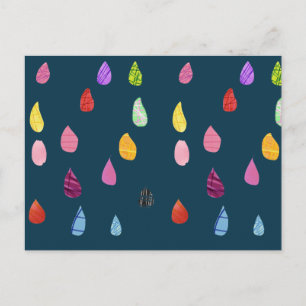 Konstcollage med regndroppar boho söt collage vykort