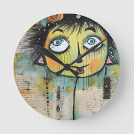 KonstDama 11 Charmerande och förfallen Rund Klocka