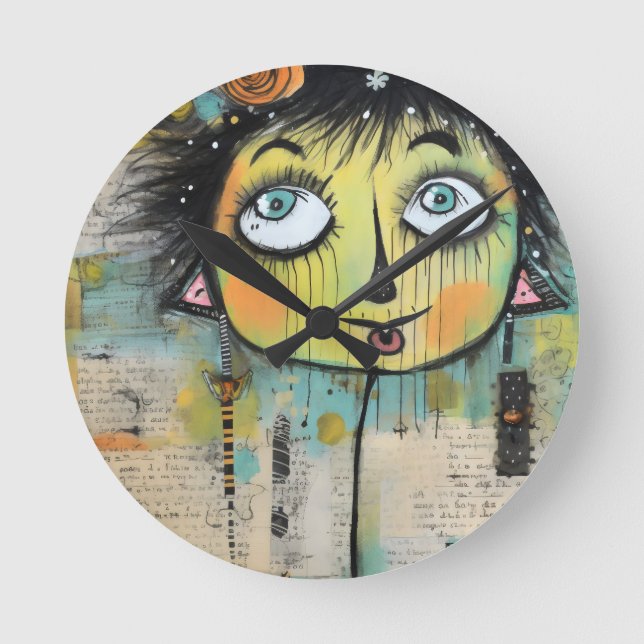 KonstDama 11 Charmerande och förfallen Rund Klocka (Framsida)