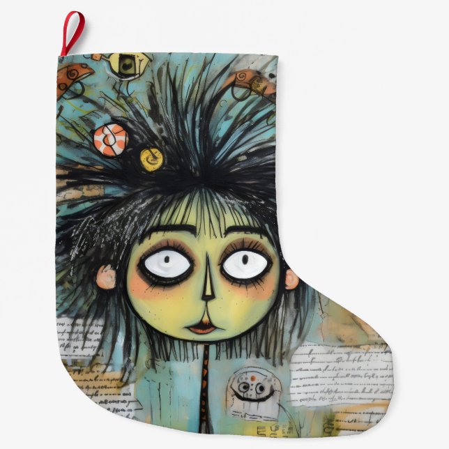 KonstDama 18 Charmerande och distressed Stor Julstrumpa (Framsidan)