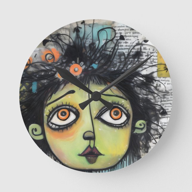 KonstDama 29 Charmerande och slitna Rund Klocka (Framsida)