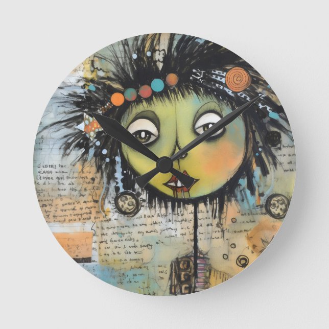 KonstDama 7 Charmerande och slitna Rund Klocka (Framsida)