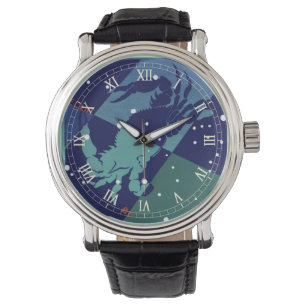 Konstellation av cancerkrab Vintage Zodiac Astrolo Armbandsur