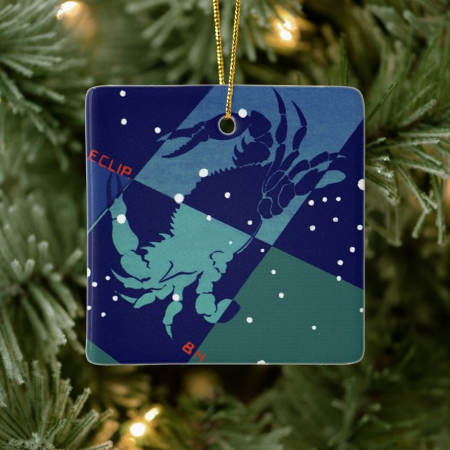 Konstellation av cancerkrab Vintage Zodiac Astrolo Julgransprydnad Keramik (Träd)