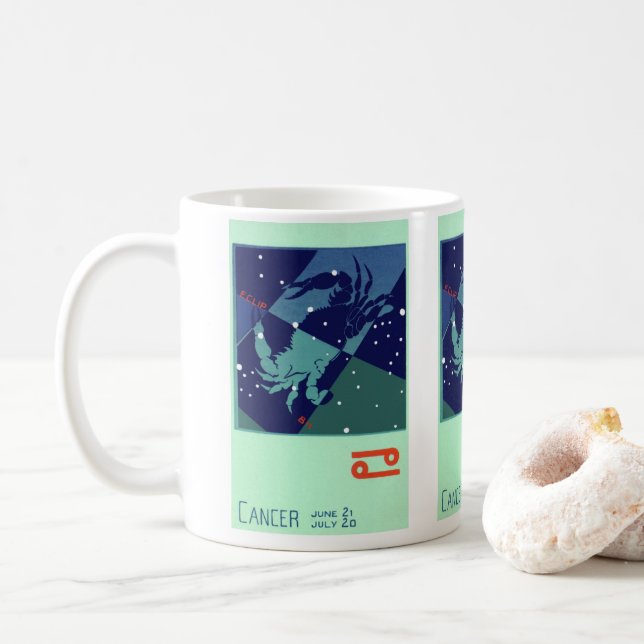 Konstellation av cancerkrab Vintage Zodiac Astrolo Kaffemugg (Med munk)