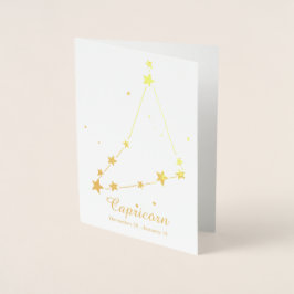 Konstellation av guldfetter CAPRICORN Zodiac-tecke Folierat Kort