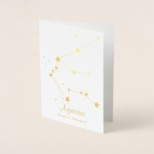 Konstellation av guldfoil Aquarius Zodiac-tecken Folierat Kort