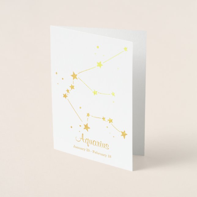 Konstellation av guldfoil Aquarius Zodiac-tecken Folierat Kort (Framsida)