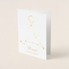 Konstellation av guldfylke Pisces Zodiac-tecken Folierat Kort