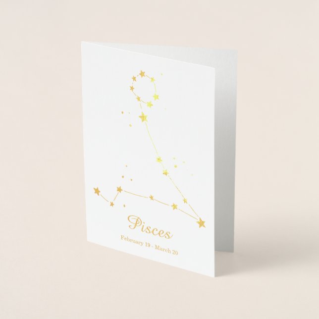 Konstellation av guldfylke Pisces Zodiac-tecken Folierat Kort (Framsida)