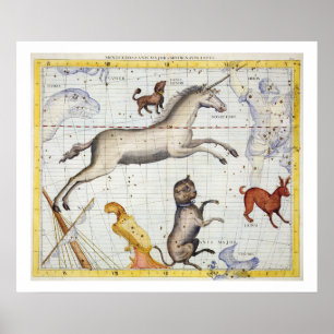 Konstellation av Monoceros med Canis Major och Mi Poster