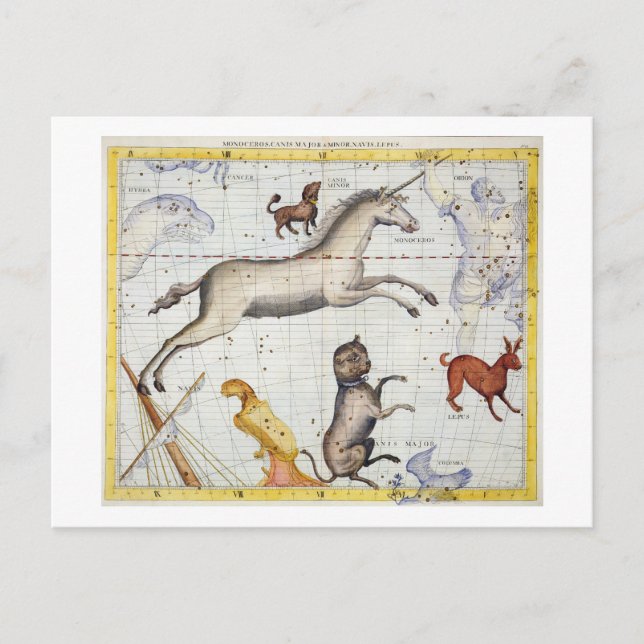 Konstellation av Monoceros med Canis Major och Mi Vykort (Framsida)
