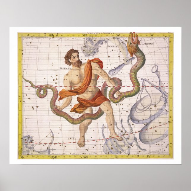 Konstellation av Ophiucus och serpens, tallrik 22  Poster (Framsidan)