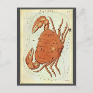 Konstellation av vintage Zodiac Astrology Cancer C Vykort