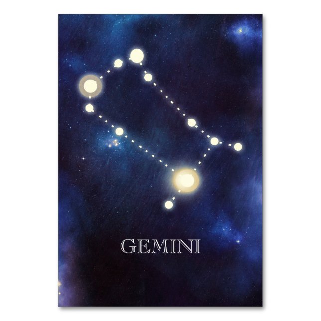 Konstellation | Gemini | Bröllop Bordsnummer (Framsidan)