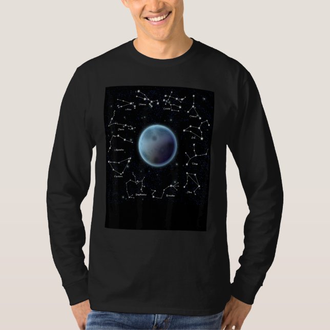 Konstellation Zodiac Horoscope Astronomi T Shirt (Framsida)