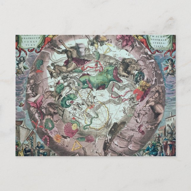 Konstellationer av den sydliga halvklotet vykort (Framsida)