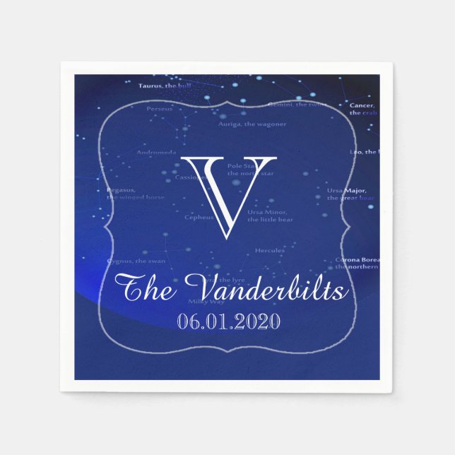 Konstellationer om Blue Bröllop Napkin Pappersservett (Framsidan)