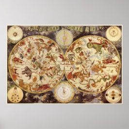 Konstellationer, Vintage astronomi, Frederik de Wi Poster