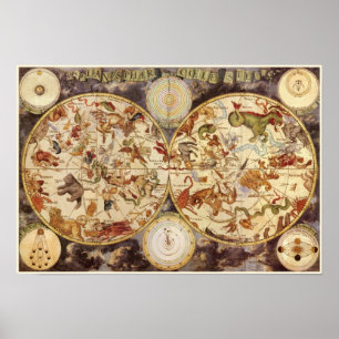 Konstellationer, Vintage astronomi, Frederik de Wi Poster