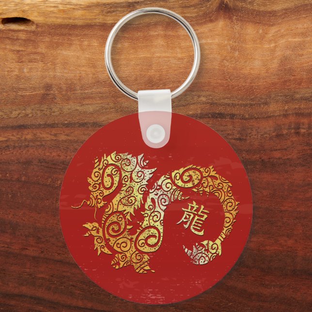 Konstellationstecken för Dragon Chinese Zodiac Hor Nyckelring (Framsida)