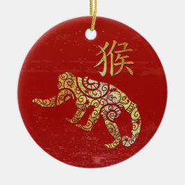 Konstellationstecken för monkey Chinese Zodiac Hor Julgransprydnad Keramik