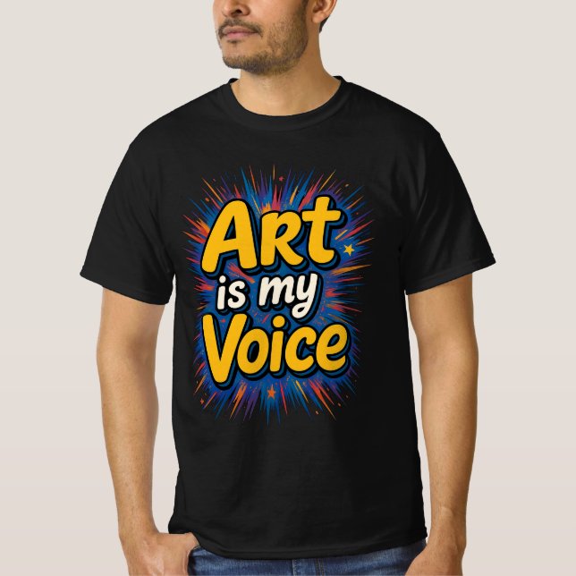 Konsten är min röst – T-shirt med livfull typograf (Framsida)