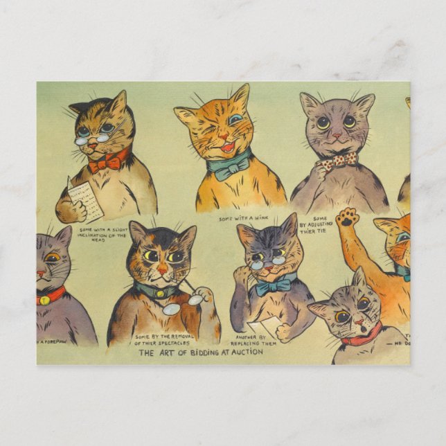 Konsten att bjuda på auktion av Louis Wain Vykort (Framsida)