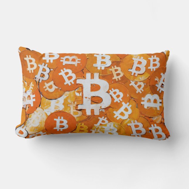 Konsten av Bitcoin (#4) oljemålning Lumbarkudde (Framsida)